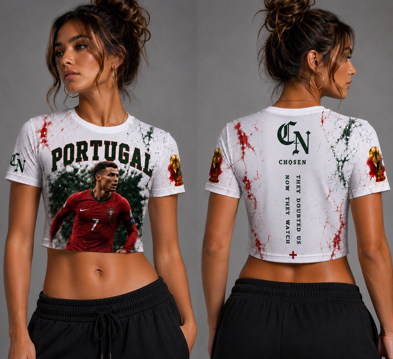 CN WORLD CUP EXCLUSIVE GRAPHIC CROP TOPS