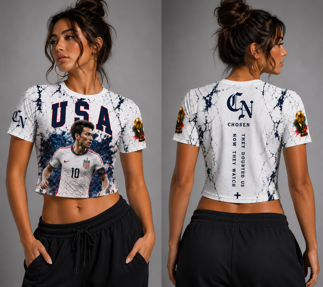 CN WORLD CUP EXCLUSIVE GRAPHIC CROP TOPS