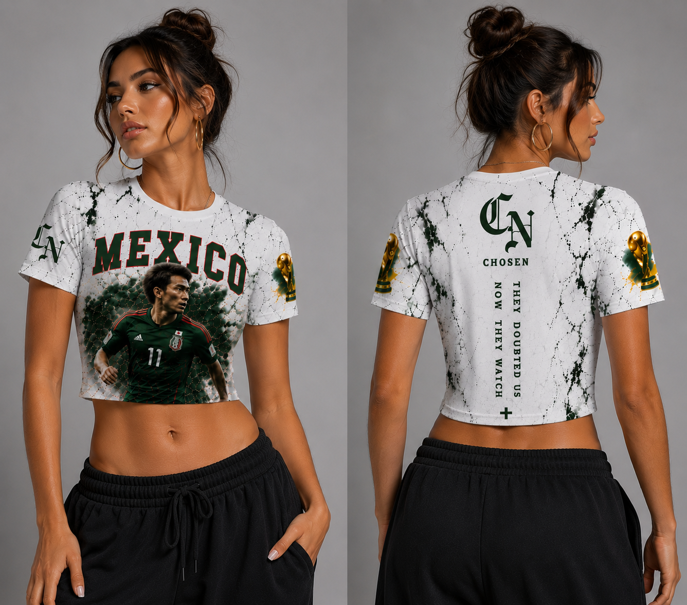 CN WORLD CUP EXCLUSIVE GRAPHIC CROP TOPS